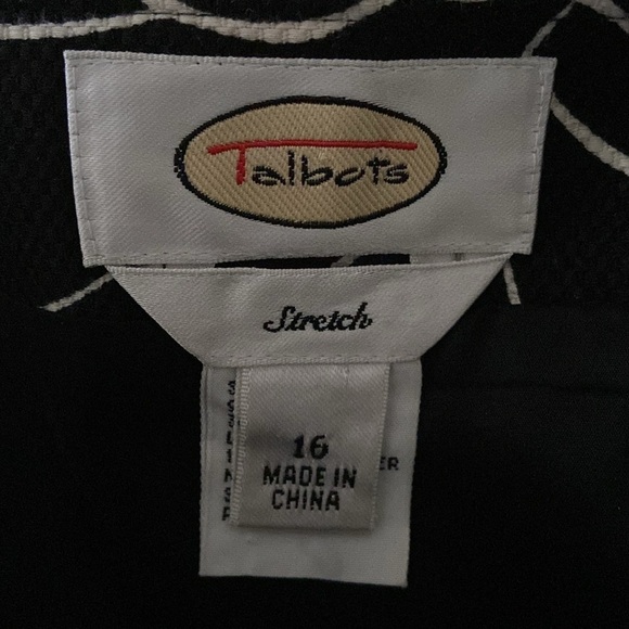 Talbots Black and White Tropical Leaf Cotton Blend Pencil Skirt Knee Length - Picture 4 of 5